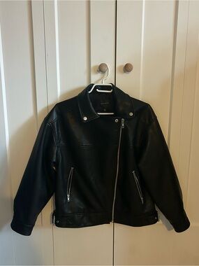 Women’s Black Faux Leather Biker Jacket